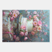 Vintage Blumenkuchendekoupage Geschenkpapier Set (Vorderseite 3)