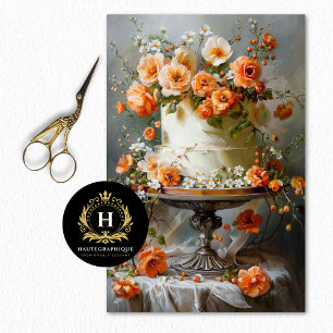 Vintage Blumenkuchendekoupage Seidenpapier