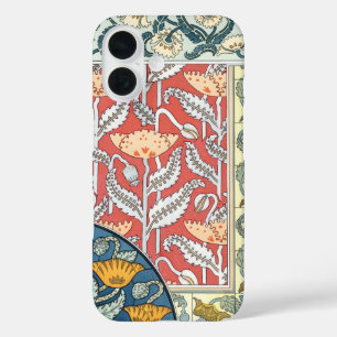 Vintage-Blumenkunst im Jugendstil Mohnblumen iPhone 16 Hülle