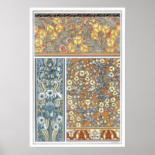 Vintage-Blumenkunst im Jugendstil, Pfeilkopfblumen Poster