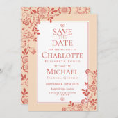 Vintage Blumenlatte Save the Date (Vorne/Hinten)