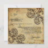 Vintage Blumenliebvögel Einladung Hochzeit (Rückseite)