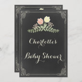 Vintage Blumenlorbeer-Tafel-Baby-Dusche Einladung (Vorne/Hinten)