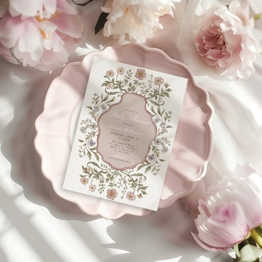 Vintage Blumenmädchen Kinderdusche Einladung