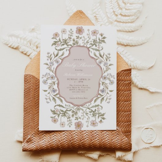 Vintage Blumenmädchen Kinderdusche Einladung