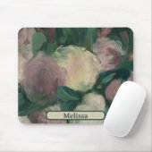 Vintage Blumenmanetmalerei von Peonies Ihr Name Mousepad (Mit Mouse)