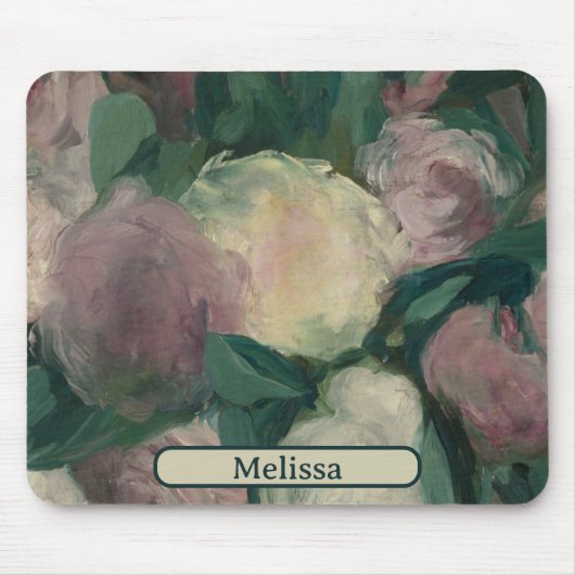 Vintage Blumenmanetmalerei von Peonies Ihr Name Mousepad (Vorne)