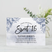 Vintage Blumenmesse Misty Lake Sweet 16 Einladung (Stehend Vorderseite)