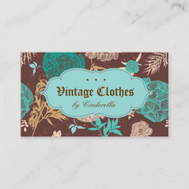 Vintage Blumenmode-Kleidung aquamarines blaues Visitenkarte