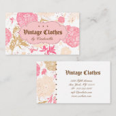 Vintage Blumenmodeon Kleidung Rosa Weißcreme Visitenkarte (Vorne/Hinten)