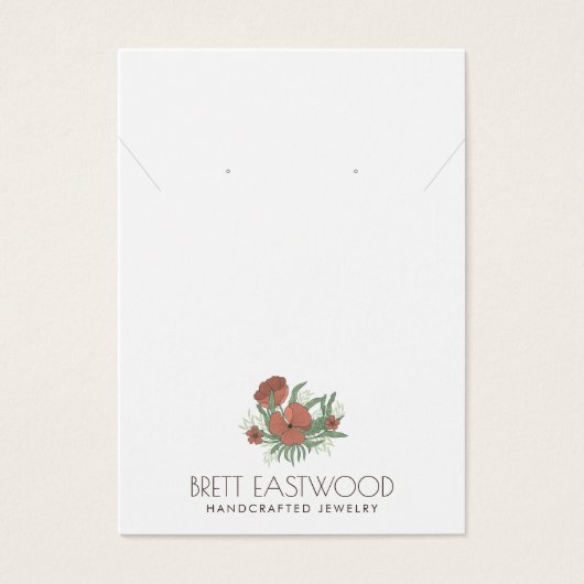 Vintage Blumenmohn-Karteikarte mit Fußleiste (Vorderseite)