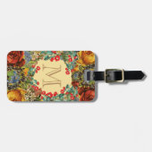 Vintage-Blumenmonogramm Gepäckanhänger (Vorderseite horizontal)