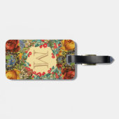 Vintage-Blumenmonogramm Gepäckanhänger (Rückseite horizontal)