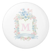 Vintage-Blumenmonogramm-Keramikgriff Keramikknauf (Vorderseite)