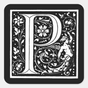 Vintage-Blumenmonogramm 'P' – Aufkleber
