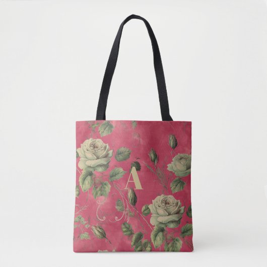 Vintage Blumenmonogramm Tasche (Vorderseite)