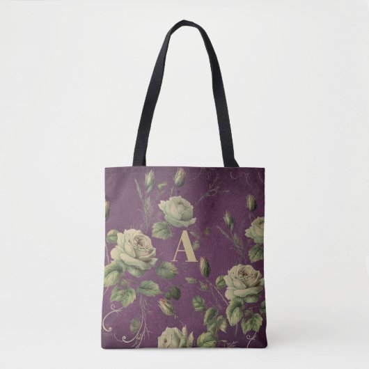 Vintage Blumenmonogramm Tasche (Vorderseite)