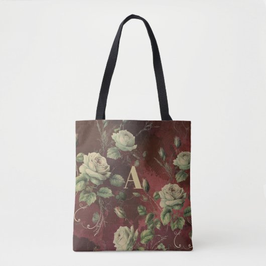 Vintage Blumenmonogramm Tasche (Vorderseite)