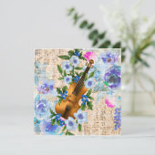 Vintage Blumenmusik Violine (Stehend Vorderseite)