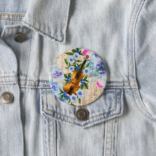Vintage Blumenmusik Violine Button (Beispiel)