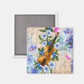 Vintage Blumenmusik Violine Magnet (Vorderseite/Rückseite)