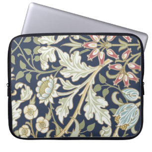Vintage-Blumenmuster auf Blau Laptopschutzhülle