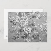 Vintage Blumenmuster aus schwarzem und weißem Stof Postkarte (Vorne/Hinten)