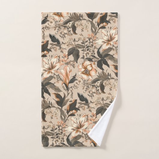 Vintage Blumenmuster Badezimmer Handtuchhalter Set (Handtuch)