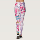 Vintage Blumenmuster-Blume Leggings in Rosa (Rückseite)