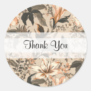 Vintage-Blumenmuster-Dankeschön-Rundsticker Runder Aufkleber