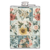 Vintage Blumenmuster-Design Flachmann (Rückseite)