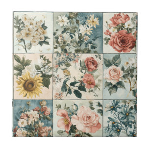 Vintage Blumenmuster-Design Fliese