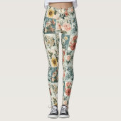 Vintage Blumenmuster-Design Leggings (Vorderseite)