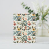 Vintage Blumenmuster-Design Postkarte (Stehend Vorderseite)