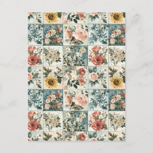 Vintage Blumenmuster-Design Postkarte (Vorderseite)