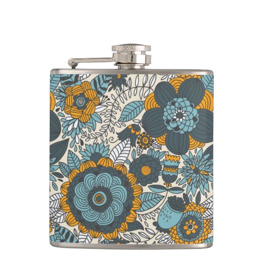 Vintage-Blumenmuster Flachmann (Vorderseite)