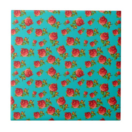 Vintage-Blumenmuster Fliese (Vorderseite)