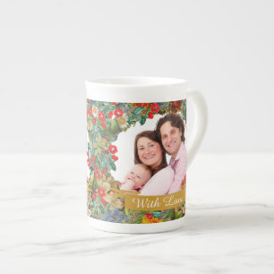 Vintage-Blumenmuster-Foto-Personalisierung Porzellantasse