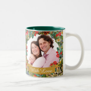 Vintage-Blumenmuster-Foto-Personalisierung Zweifarbige Tasse