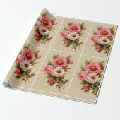 Vintage-Blumenmuster Geschenkpapier (Ungerollt)