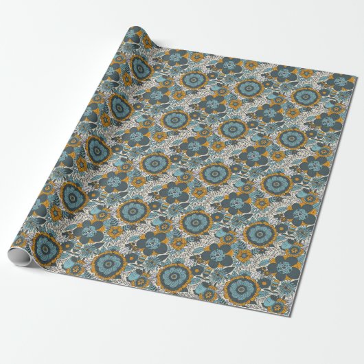 Vintage-Blumenmuster Geschenkpapier (Ungerollt)