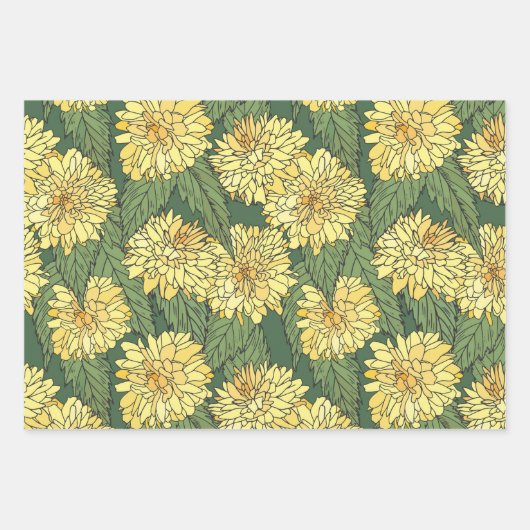 Vintage Blumenmuster Geschenkpapier Set (Vorderseite)