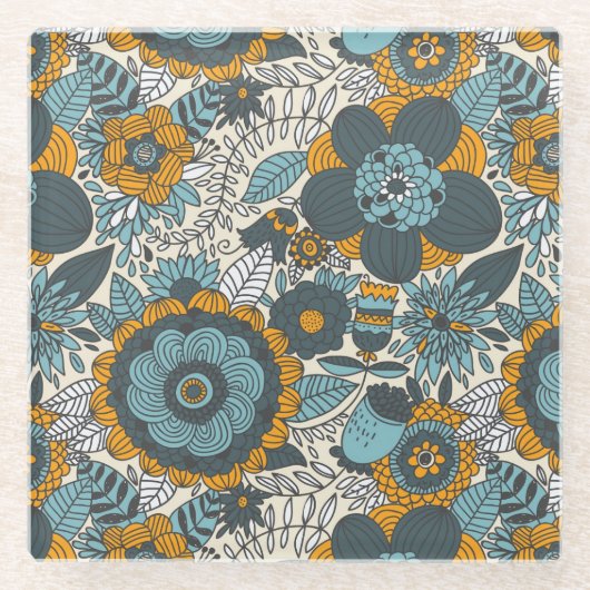 Vintage-Blumenmuster Glasuntersetzer (Vorderseite)