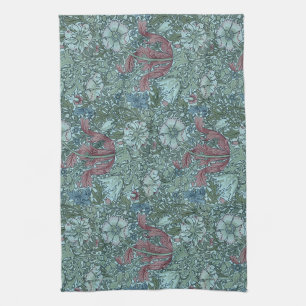 Vintage-Blumenmuster Grün Blau Rot Weiß Geschirrtuch
