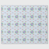 Vintage-Blumenmuster Hellblau Geschenkpapier (Flach)