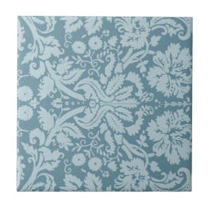 Vintage-Blumenmuster im Jugendstil in Blau und Grü Fliese