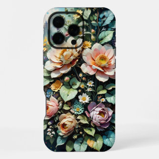 Vintage-Blumenmuster iPhone 16 Pro Max Hülle