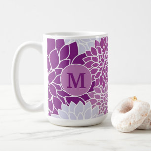 Vintage-Blumenmuster Lila monogrammierte Initiale Kaffeetasse