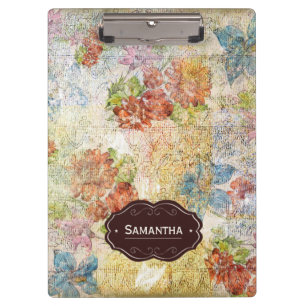 Vintage Blumenmuster mit distressed-Effekt persona Klemmbrett