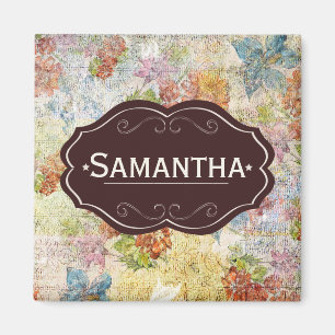 Vintage-Blumenmuster mit Gebrauchsspuren personali Magnet